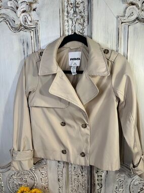 Girls Trendy Crop Trench Jacket Neutral